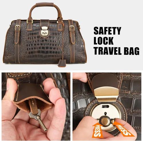 Vista 5 de Polare - Bolsa de lona elegante para hombre, 21 pulgadas, de piel de vaca, para viajes, Marrón