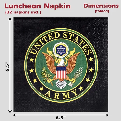 Vista 6 de Servilletas de almuerzo del ejército de los Estados Unidos (32 piezas) 32 servilletas Lg. del ejército de Estados Unidos impresas en el sello