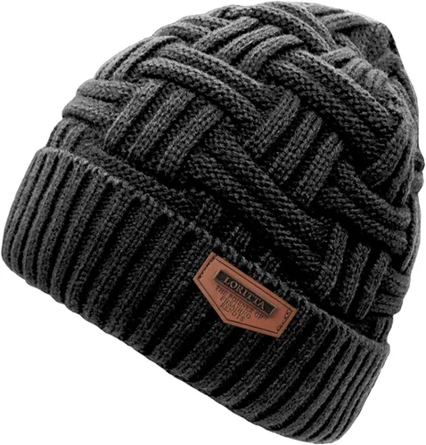 Vista 24 de Loritta Gorro de invierno cálido de punto grueso y holgado para hombre Cozy Thermal, Knit Fleece Lining, Soft Stretchy, For Cold Weather, Outdoor
