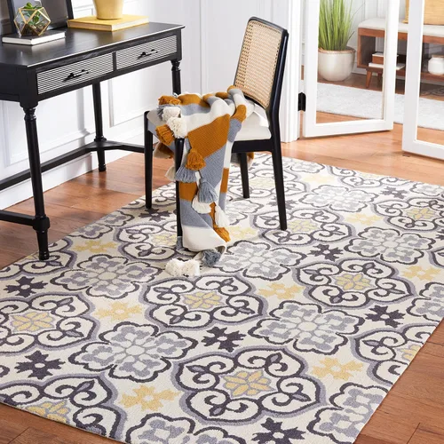Vista 10 de SAFAVIEH Four Seasons Collection FRS230B - Alfombra de pasillo floral con gancho a mano, 2 pies 3 pulgadas x 8 pies, azul/marfil
