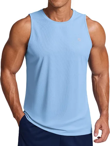 Vista 11 de PINSPARK Camiseta sin mangas de verano para hombre, de secado rápido, para correr, gimnasio, entrenamiento