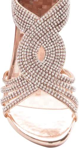 Vista 5 de Olivia K - sandalias de tacón bajo para mujer, con tiras y diamantes de imitación