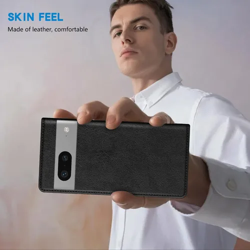 Vista 6 de ZZXX - Funda tipo cartera para Google Pixel 7, magnética fuerte de 6.3 Negro