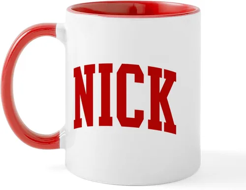 Vista 7 de CafePress NICK (rojo) Taza de café de cerámica de 11 oz (11.0 fl oz)