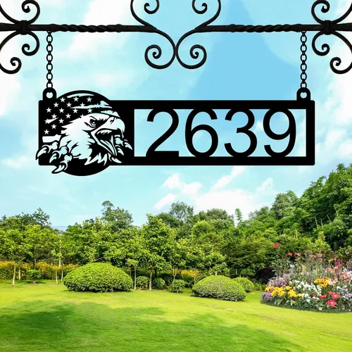 Vista 14 de Letrero de metal personalizado con números de dirección de casa, valla de puerta de número de calle personalizada o placa de puerta delantera