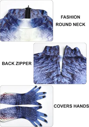 Vista 79 de Disfraz de animal para hombre con estampado de cola grande, overol peludo de elastano para cosplay, fiesta de Halloween