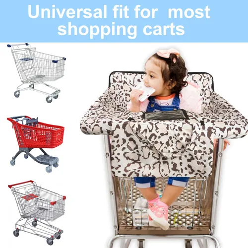 Vista 5 de Funda para carrito de compras para bebé 2 en 1 Funda para silla alta con arnés de seguridad Multifuncional Patrón gris Fundas de carro para bebés