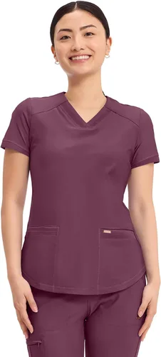 Vista 19 de Cherokee Form Blusas de Uniforme Médico para Mujeres, Blusa de Uniforme Médico de Punto Elástica con Cuello en V - CK840 Negro