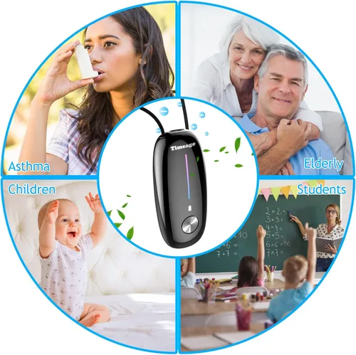 Vista 5 de Purificador de aire portátil, collar purificador de aire personal, mini ionizador de aire portátil que elimina polen, humo, polvo para exteriores