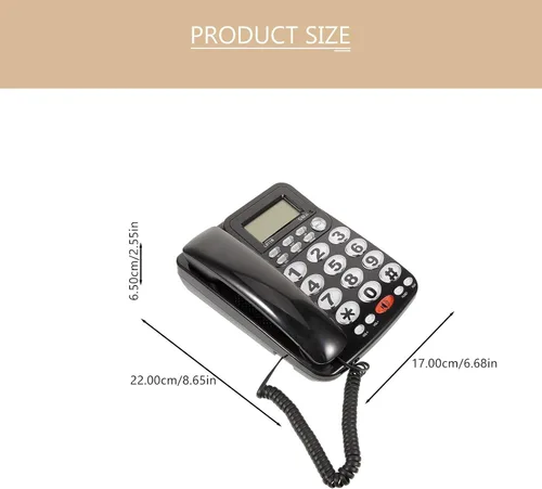 Vista 2 de Housoutil Teléfono de escritorio portátil de mesa con pantalla grande, fácil instalación, teléfono fijo con cable para oficina y uso doméstico