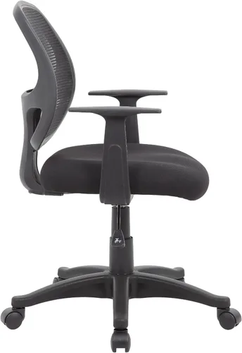 Vista 6 de Benzara Maya - Silla de oficina con brazos en T, malla negra, acolchado de espuma