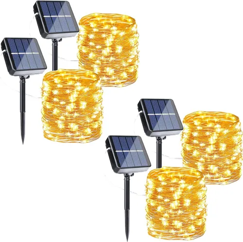 Vista 9 de Joomer - Tira de luces solares de hadas, paquete de 2, total 80 pies, 240 LED, luces de cuerda solar para exteriores, impermeables, 8 modos