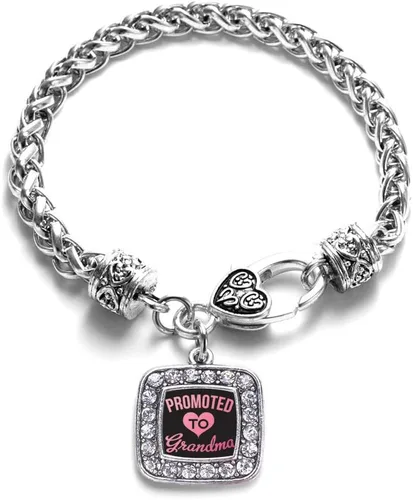 Vista 154 de Pulsera de dijes cuadrados de plata con joyería de circonita cúbica