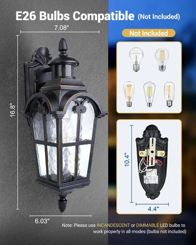 Vista 7 de DEWENWILS Paquete de 3 luces de pared para exteriores con sensor de movimiento