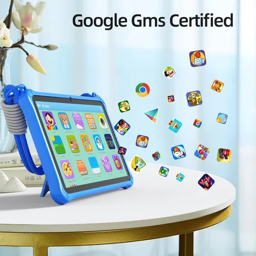 Vista 3 de PRITOM Tablet infantil de 7 pulgadas con cordón, tableta Android 13 de 32 GB con WiFi, cámara dual, educación, juegos, software para niños Azul