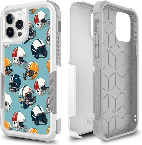 Vista 7 de Funda protectora para iPhone 12 Pro, diseño deportivo único de policarbonato duro de absorción de golpes + funda protectora híbrida de doble capa