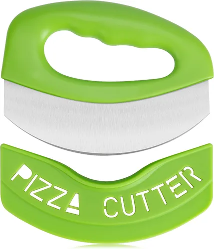 Vista 13 de Urbanstrive Cortador de Pizza de Acero Inoxidable para Trabajo Pesado con Tapa, Cuchillo de Pizza de Hoja Súper Afilada Cortador de Pizza Balancín