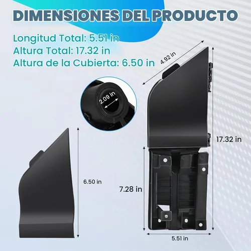 Vista 2 de Carcasa de bisagra de bolsillo para puerta de llenado de combustible + cubierta negra compatible con Ford Transit Vans 150 250 350 HD 2015-2023