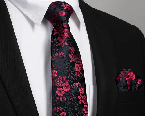 Vista 149 de Corbatas florales tejidas clásicas para hombre, corbata cuadrada de bolsillo, corbatas formales para hombres, boda con pañuelo
