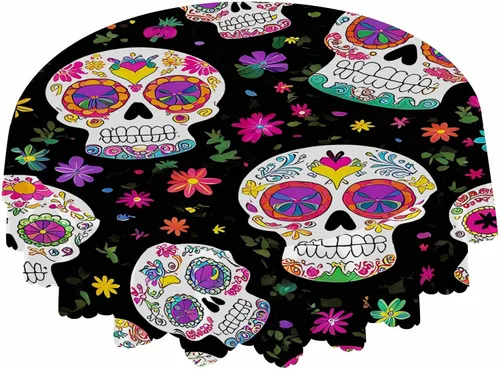 Vista 15 de IBILIU Mantel redondo de mandala floral retro, bohemio, estilo indio, patrón étnico de damasco, resistente al agua, de poliéster, mantel decorativo