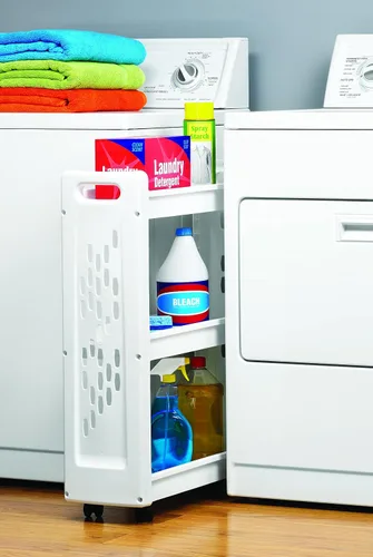 Vista 2 de Carrito con ruedas con 3 estantes para almacenar utensilios para hacer la colada, de Whitmor