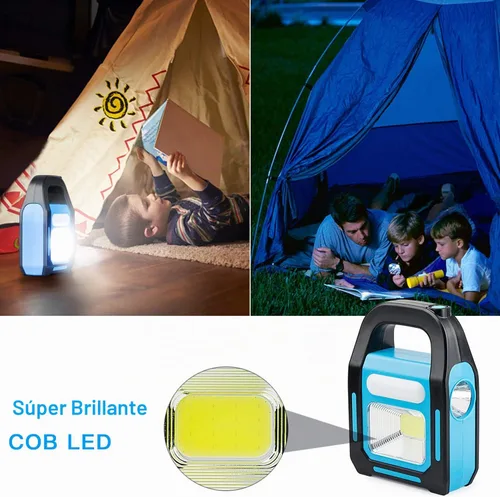 Vista 5 de 1 paquete 3 en 1 solar recargable USB más brillante COB LED linterna de camping, linterna de emergencia impermeable LED luz