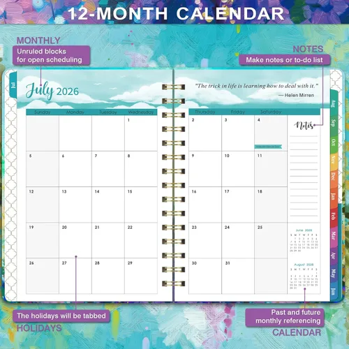 Vista 5 de Agenda 2026-2027 – Agenda académica 2026-2027, julio 2026 – junio 2027, planificadores semanales y mensuales, 6.3 x 8.4 pulgadas, 26-27 calendarios