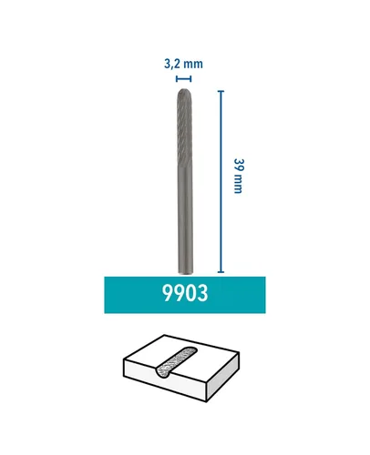 Vista 2 de Dremel Accesorio 9903 - Cortador de carburo de tungsteno con punta redondeada, broca de corte multifuncional de 0.126 in para multiherramienta