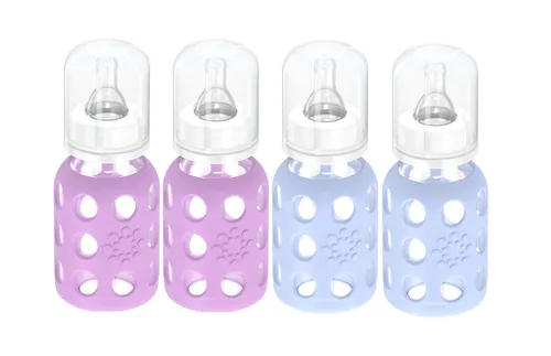 Vista 29 de Lifefactory Biberón de vidrio sin BPA Funda protectora de silicona Paquete de 2 de 4 onzas melón, plátano