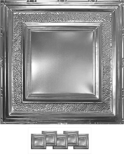 Vista 20 de American Tin Ceilings Kit de 5 unidades: azulejos metálicos para clavar en patrón #2 clavado y color sin terminar. 24 x 24 pulgadas