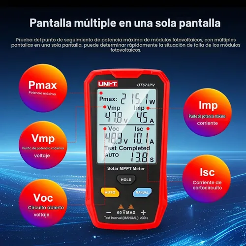 Vista 3 de UNI-T Probador del panel solar UT673PV, metro solar de MPPT