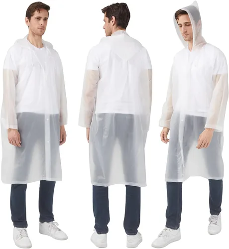 Vista 4 de Ponchos de lluvia impermeables para adultos y mujeres, chaqueta de lluvia reutilizable con capucha para la familia, Disney Park Travel 2