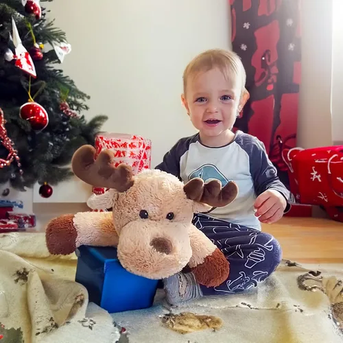 Vista 2 de WEIGEDU Adorable caribou - Peluche de reno y alce peludo, juguete de peluche para niños, bebés, niños, decoración de cumpleaños, hora de dormir, 13
