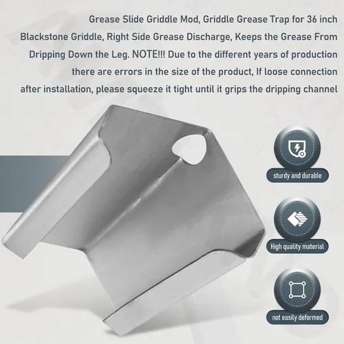 Vista 7 de AMTHKNO Grease Slide Mod para plancha Blackstone de 36 pulgadas, evita que la grasa gotee. Acero inoxidable