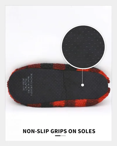 Vista 4 de Panda Bros Calcetines para hombre con parte inferior antideslizante, calcetines cálidos con pinzas para hombres, pantuflas peludas para la casa