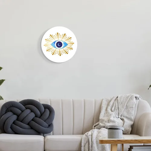 Vista 2 de Stupell Industries Placa circular de pared circular con forma de luna creciente con formas abstractas y malvados, 12 pulgadas de diámetro Stupell