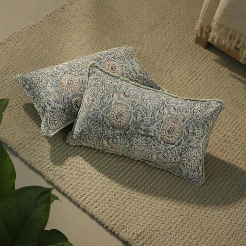 Vista 8 de Juego de 2 fundas de almohada decorativas de algodón indio vintage con estampado a mano (marrón ladrillo, 18 x 18 pulgadas (paquete de 2))