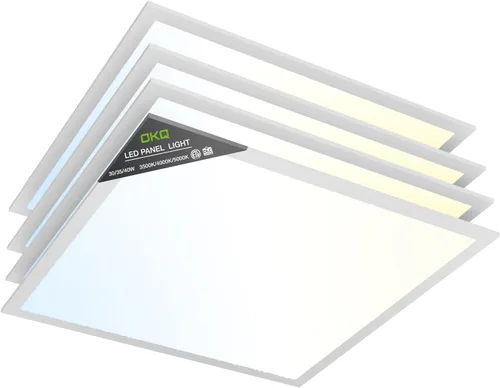Vista 22 de OKQ - Lámpara LED de panel plano de 2 x 4 pulgadas, 5 CCT 3000K-6500K ajustables y 5 vatios seleccionables, 0-10 V regulable, luz de techo LED
