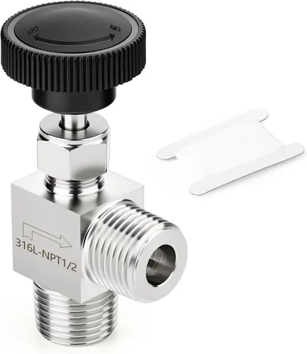 Vista 49 de TAISHER Válvula de aguja de acero inoxidable 316 con mango de rueda 1/2 "NPT macho x 1/2" NPT hembra