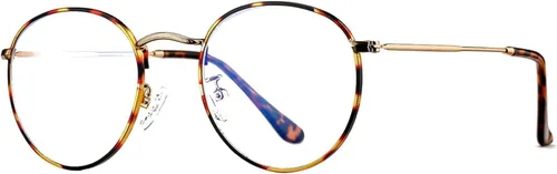 Vista 8 de HJSTES - Gafas redondas con filtro de luz azul para hombres y mujeres, estilo retro, con lente transparente y marco metálico