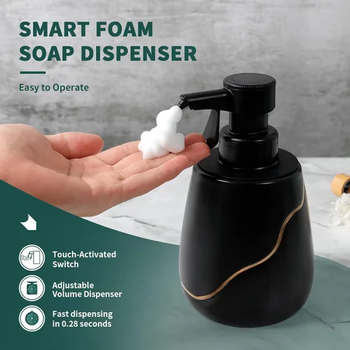 Vista 7 de BosilunLife Dispensador automático de jabón espumoso, dispensador eléctrico de espuma para lavado de manos para baño, dispensador de jabón eléctrico