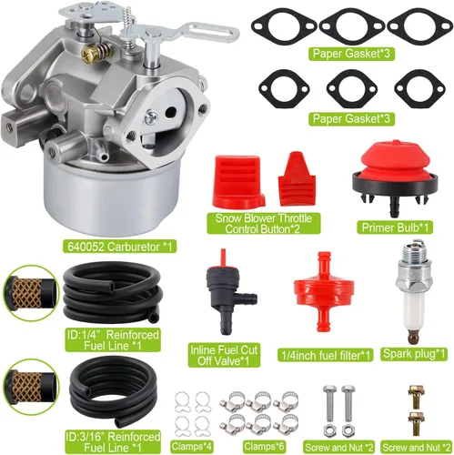 Vista 4 de Carburador 640052 para Generadores, Máquinas quitanieve, Trituradoras o Picadoras Tecumseh HMSK80 HMSK90 de 8HP, 9HP, 10HP LH318SA LH358SA