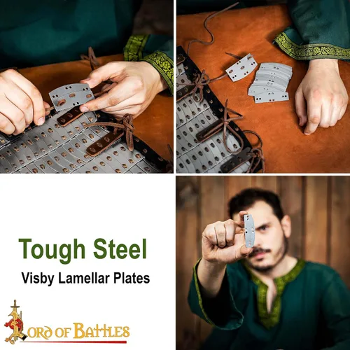 Vista 6 de Lord of Battles Lamellar Armor - Placas preperforadas, calibre 20, 100 unidades de placas de acero suave para armadura histórica, recreación