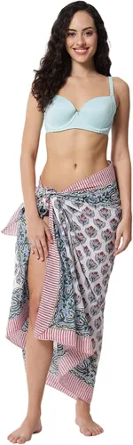 Vista 18 de parihan Traje de Baño Pareo de Playa Sarong Cubiertas para Mujeres - Falda Envolvente con Estampado a Mano Zafiro azul