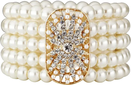 Vista 33 de Cizoe (aa) - Juego de accesorios de estilo Gatsby de la década de 1920, para mujer, diadema de estilo flapper, tocado, collar, guantes