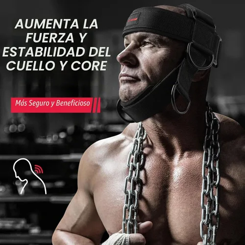 Vista 4 de Arnés de cuello para aumentar la fuerza del núcleo del cuello - Ejercitador de cuello con cadena de acero resistente de 30 pulgadas para levantar