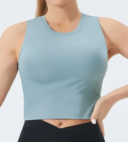 Vista 2 de THE GYM PEOPLE Sujetador deportivo de soporte medio para mujer, extraíble, acolchado, sin mangas, para entrenamiento