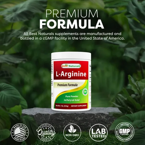 Vista 5 de Best Naturals L-Arginina en polvo de 1 libra – Forma pura libre de grado farmacéutico – Los mejores suplementos de arginina de aminoácidos