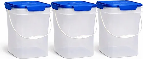Vista 10 de House Naturals Cubo cuadrado de grado alimenticio de 4 galones con asas de plástico y tapa (paquete de 3) recipientes fabricados en Estados Unidos
