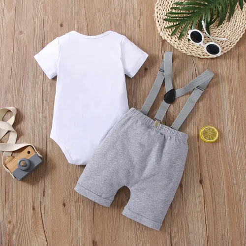 Vista 3 de vivifayee Conjunto de pantalones y tirantes para bebé niño de un primer cumpleaños
